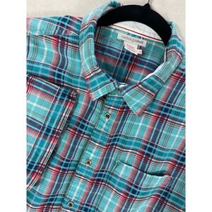 Carbon2Cobalt Flannel Plaid Shirt‎ size M Short Sleeve Teal Classic Grunge